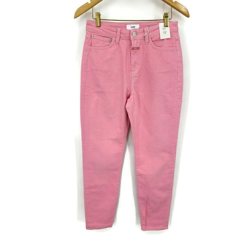 New Closed Baker High Waist Pink Jeans Womens 27 Japanese Woven Denim Pants
